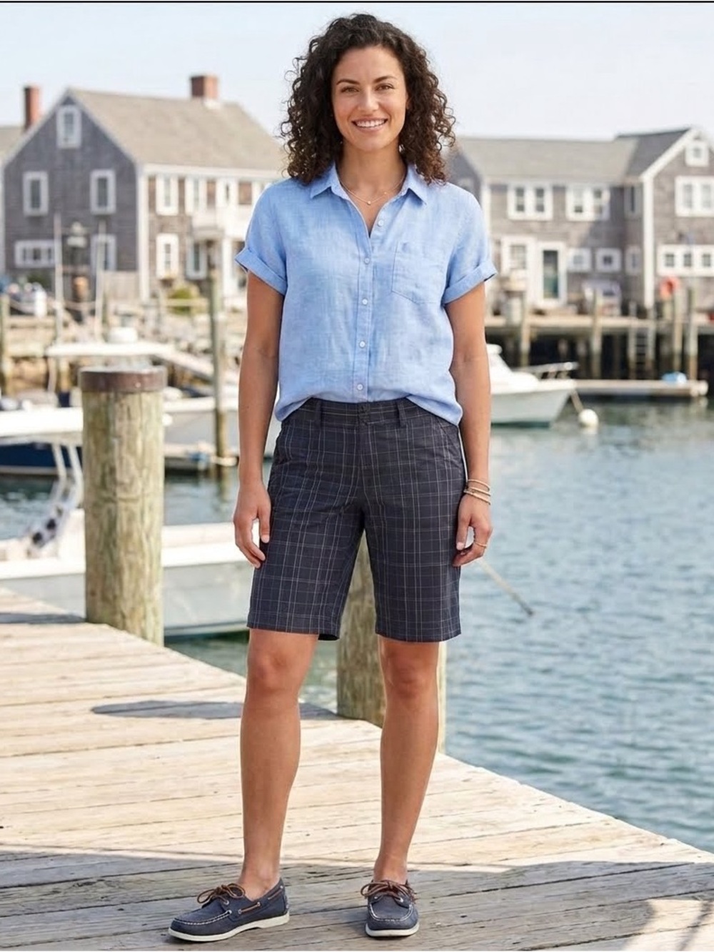 Columbia Active Fit Navy Plaid Golf Shorts NWT Women’s 8